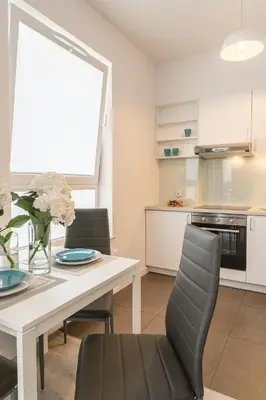 Kuchnia lub aneks kuchenny w obiekcie Apartment Dąbrowskiego by The Railway Station Wroclaw