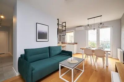 Część wypoczynkowa w obiekcie Apartamenty City View od WroclawApartament-pl
