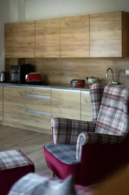 Kuchnia lub aneks kuchenny w obiekcie Apartamenty u Harrego II Przy Stawie Spa klimatyzacja,balkon, sauna , balia, ogród,parking