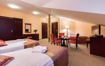 Łóżko lub łóżka w pokoju w obiekcie Hotel Adam & Spa