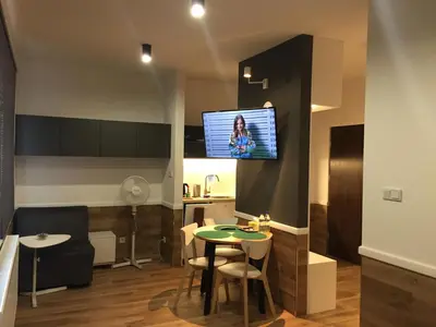 Telewizja i/lub zestaw kina domowego w obiekcie Q Apartamenty
