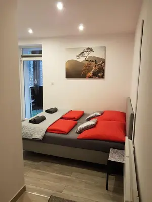 Łóżko lub łóżka w pokoju w obiekcie Apartamenty u Sikory