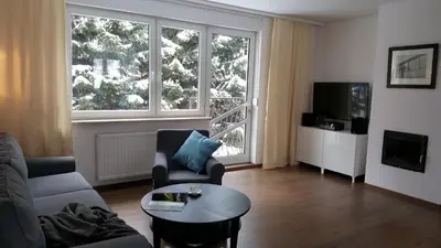 Telewizja i/lub zestaw kina domowego w obiekcie Apartament rodzinny z ogrodem - Bliżej Zdroju