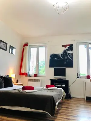 Łóżko lub łóżka w pokoju w obiekcie ART mieszkanie blisko dworca PKP Walbrzych Miasto