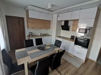 Kuchnia lub aneks kuchenny w obiekcie Apartament Dmowskiego - Kępa Mieszczańska
