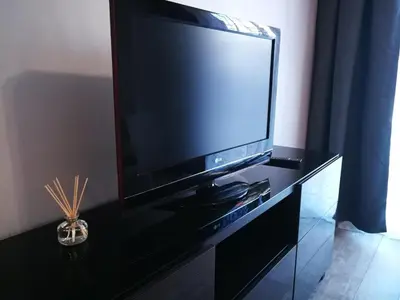 Telewizja i/lub zestaw kina domowego w obiekcie Apartament nad Odrą z tarasem
