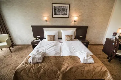 Łóżko lub łóżka w pokoju w obiekcie Hotel Trzebnica