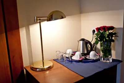 Zestaw do parzenia kawy i herbaty w obiekcie Apartamenty Pod Lwem