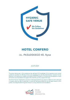 Certyfikat, podpis lub inny dokument wystawiony w obiekcie Confero