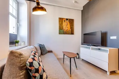 Telewizja i/lub zestaw kina domowego w obiekcie Apartament Z Widokiem Na Rynek
