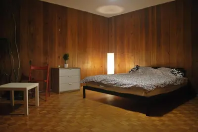 Łóżko lub łóżka w pokoju w obiekcie Pokoje nad Starą Odrą - Zacisze