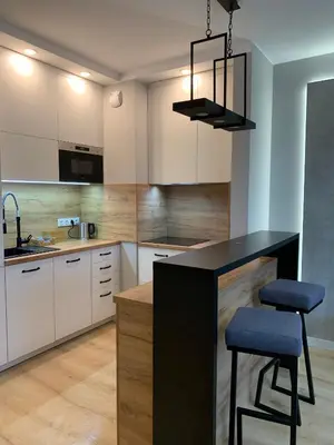 Kuchnia lub aneks kuchenny w obiekcie Apartament studio z widokiem na Odrę Bulwary Książęce