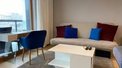 Część wypoczynkowa w obiekcie Apartament studio z widokiem na Odrę Bulwary Książęce