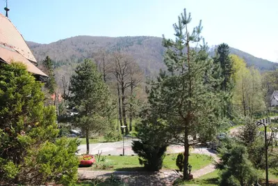 Widok na góry z tego pensjonatu