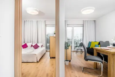 Część wypoczynkowa w obiekcie Wrocław Rose Apartments by Noclegi Renters
