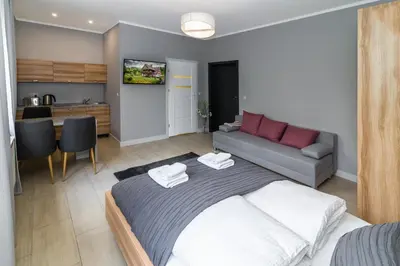 Łóżko lub łóżka w pokoju w obiekcie Apartamenty Asia Basia