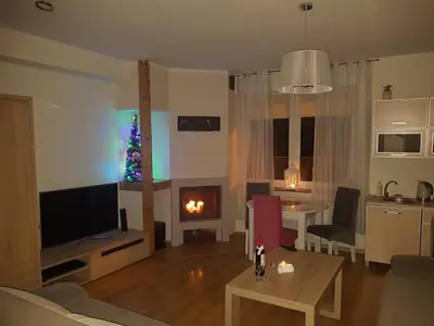 Telewizja i/lub zestaw kina domowego w obiekcie Willa Nad Potokiem