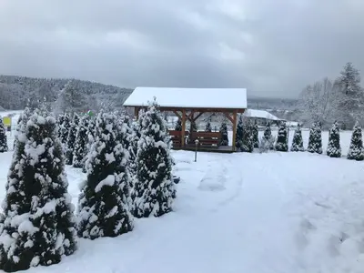 Obiekt Całoroczne Domki Zaciszna Polana zimą