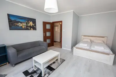 Łóżko lub łóżka w pokoju w obiekcie Silver Vision Apartment - Rynek