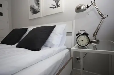 Łóżko lub łóżka w pokoju w obiekcie APARTAMENT SŁOBÓDZKIEGO 7