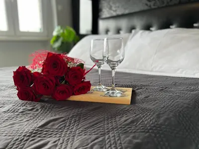 Łóżko lub łóżka w pokoju w obiekcie Spółdzielcza 22 Apartament Sky Line