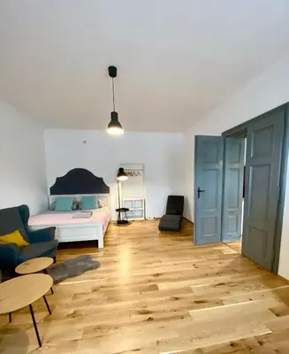 Łóżko lub łóżka w pokoju w obiekcie Apartament Pod Tężnią