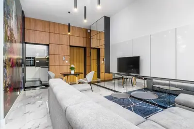 Telewizja i/lub zestaw kina domowego w obiekcie RentPlanet - Studio Ruska