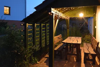 Patio lub wspólna przestrzeń na świeżym powietrzu w obiekcie Morgi na Łebkach