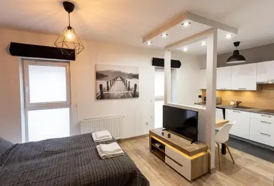 Kuchnia lub aneks kuchenny w obiekcie Tymon Apartament przy deptaku