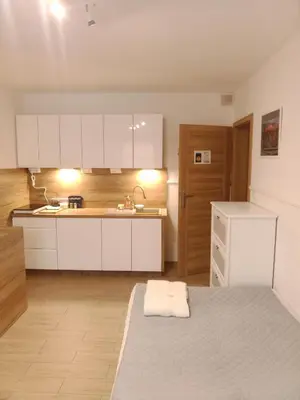 Kuchnia lub aneks kuchenny w obiekcie LUKSUSOWY Gaj Apartament by Apartamenty na dni Wrocław