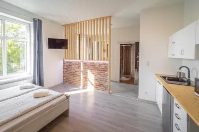 Kuchnia lub aneks kuchenny w obiekcie Black & White Vision Apartment - Centrum