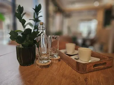 Zestaw do parzenia kawy i herbaty w obiekcie Restauracja i Noclegi Pod Kasztanami