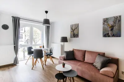 Część wypoczynkowa w obiekcie Wroclaw Central City Apartments- Self Check-in 24h, WiFi
