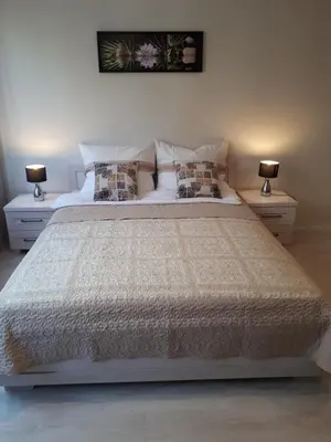 Łóżko lub łóżka w pokoju w obiekcie Vena apartment