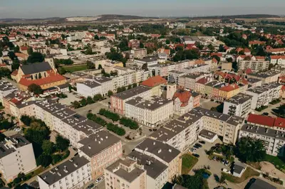 Widok na miasto Strzegom z tego aparthotelu