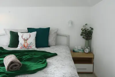 Łóżko lub łóżka w pokoju w obiekcie Ruda Sowa