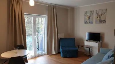 Telewizja i/lub zestaw kina domowego w obiekcie Apartament Top Park View Polanica Zdrój