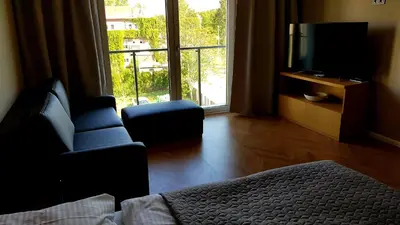Telewizja i/lub zestaw kina domowego w obiekcie Apartament Wrocław Marina nad Odrą 29