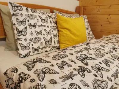 Łóżko lub łóżka w pokoju w obiekcie Apartament Zielone Okiennice