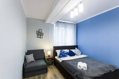 Łóżko lub łóżka w pokoju w obiekcie New Apartment OLD TOWN - 54m2 - 6 beds - New Bulding - Lift