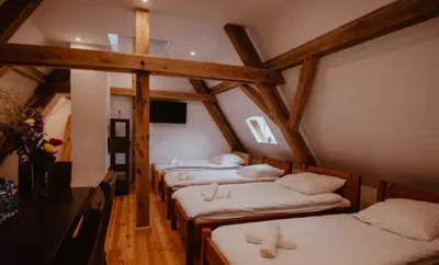 Łóżko lub łóżka w pokoju w obiekcie Zamek Bożejów