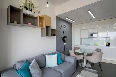 Kuchnia lub aneks kuchenny w obiekcie RentPlanet - Apartament Sky Tower