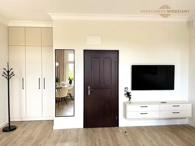 Telewizja i/lub zestaw kina domowego w obiekcie Apartamenty Toszeckie LUX