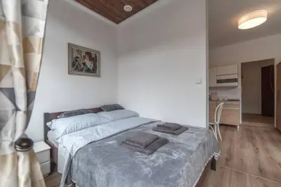 Łóżko lub łóżka w pokoju w obiekcie Duszniki-Zdrój Przytulny Apartament z Tarasem