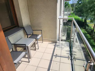 Balkon lub taras w obiekcie Apartament Karkonoska z garażem