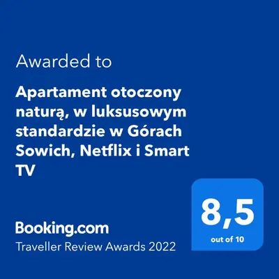 Certyfikat, podpis lub inny dokument wystawiony w obiekcie WYPOSAŻONY apartament przy strumyku w Górach Sowich, Smart TV, Odpocznij w naturze!