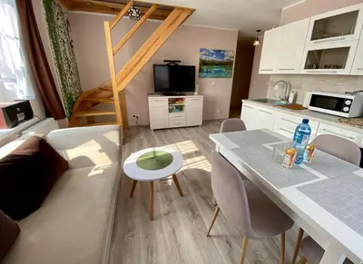 Kuchnia lub aneks kuchenny w obiekcie Apartamenty W Brzozowym Gaju