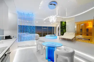Część wypoczynkowa w obiekcie Apartamenty z Jacuzzi w Sky Tower