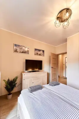 Łóżko lub łóżka w pokoju w obiekcie LAGUNA Apartament Podróżnika 22 Wille Parkowe