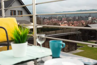 Balkon lub taras w obiekcie Apartament Liliowa 4 z tarasem